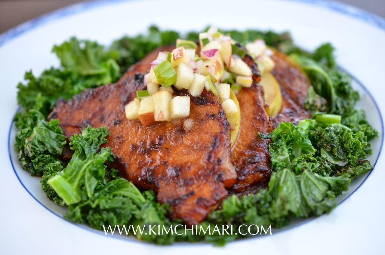 Apple Pork Bulgogi with Kale and Apple Salsa