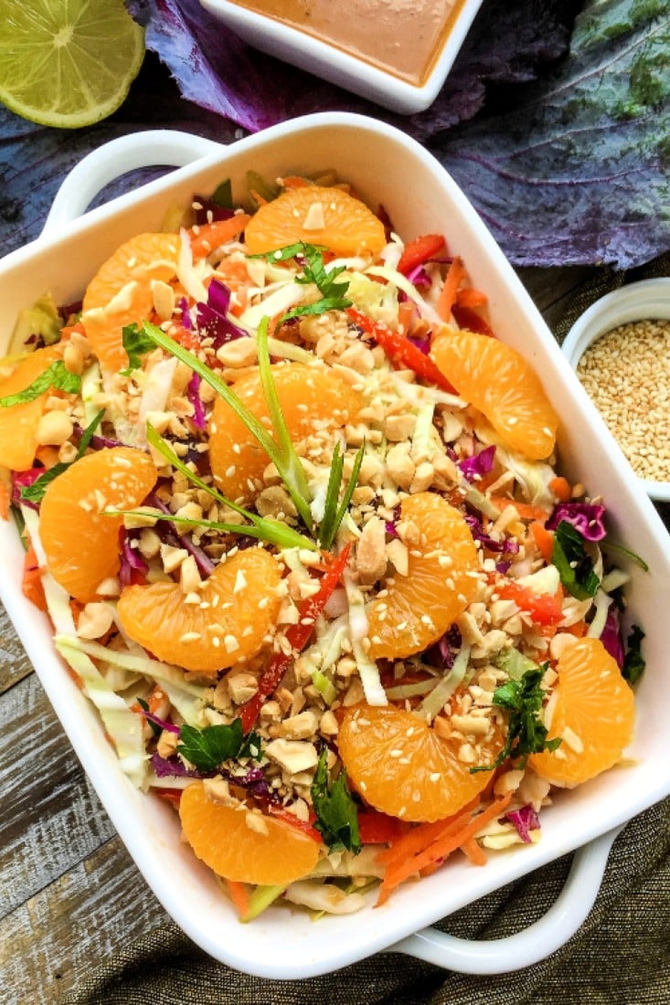 Thai Cabbage Salad with Spicy Peanut Dressing