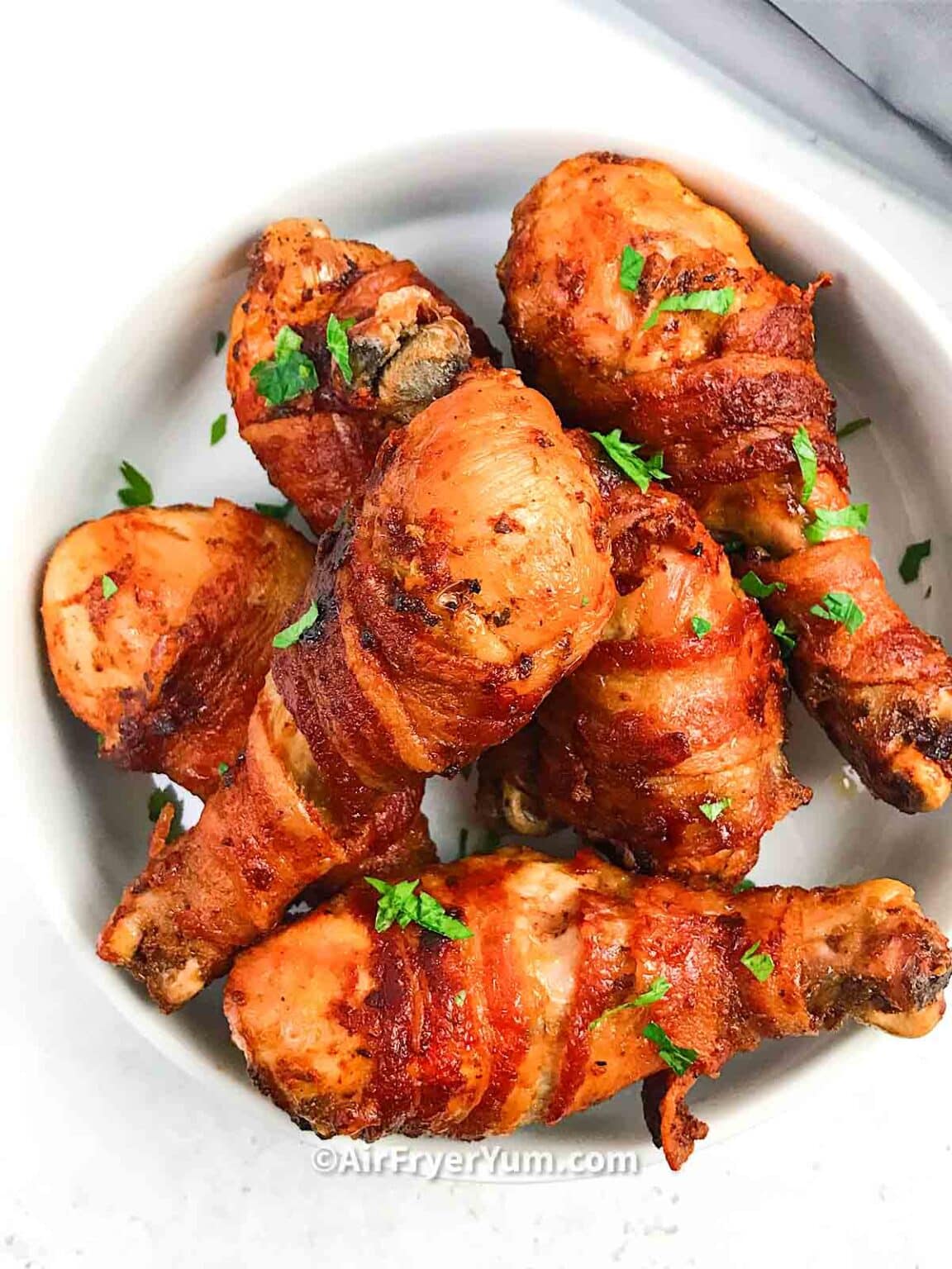 Air Fryer Bacon Wrapped Drumsticks