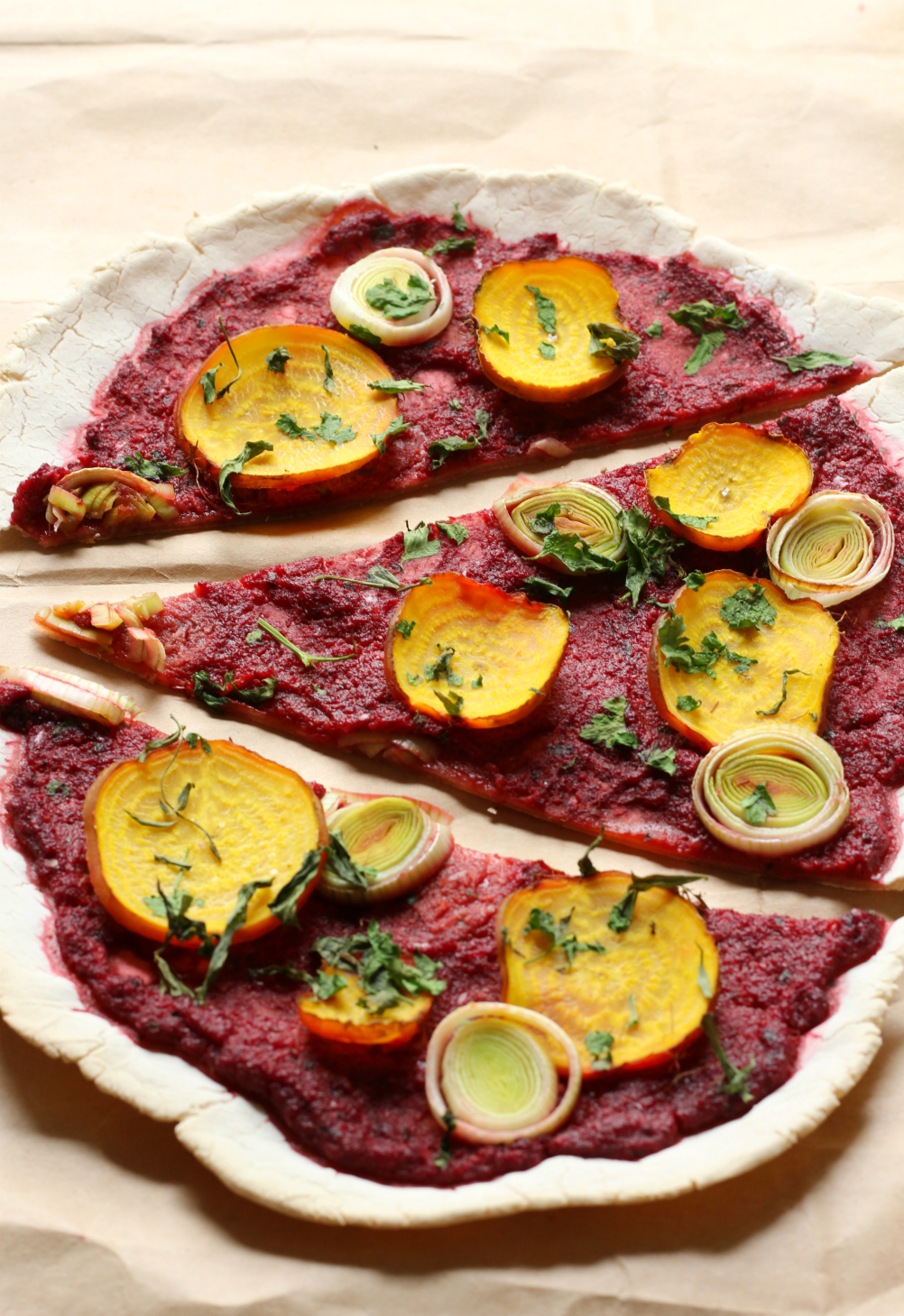 Beet & Leek Cassava Crust Pizza | Strength and Sunshine @RebeccaGF666 It