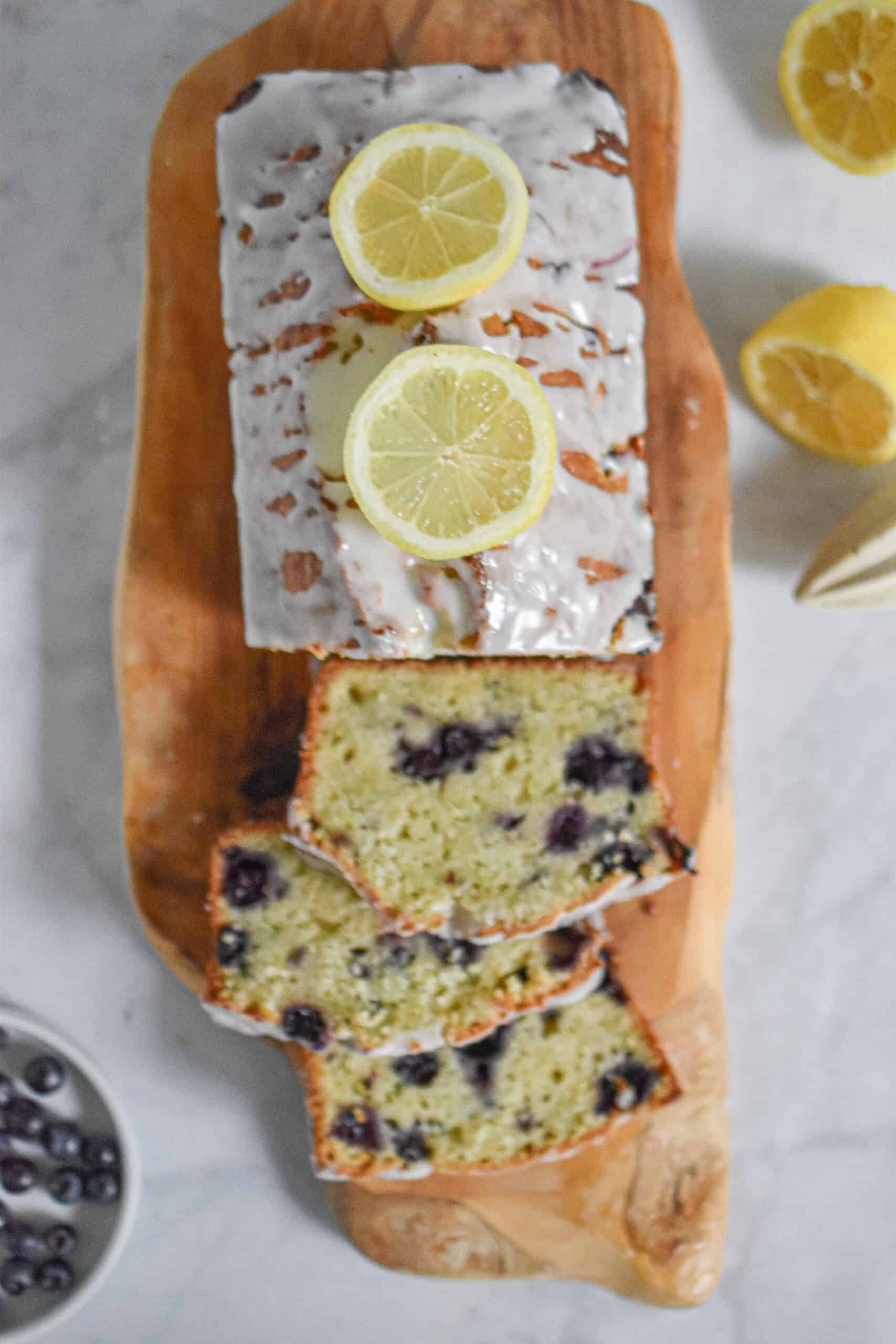 Lemon and Blueberry Zucchini Bread with Lemon Icing