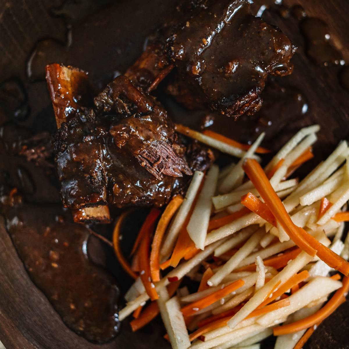 Gochujang Short Ribs With Apple Carrot Slaw {Oven Or Crock Pot}
