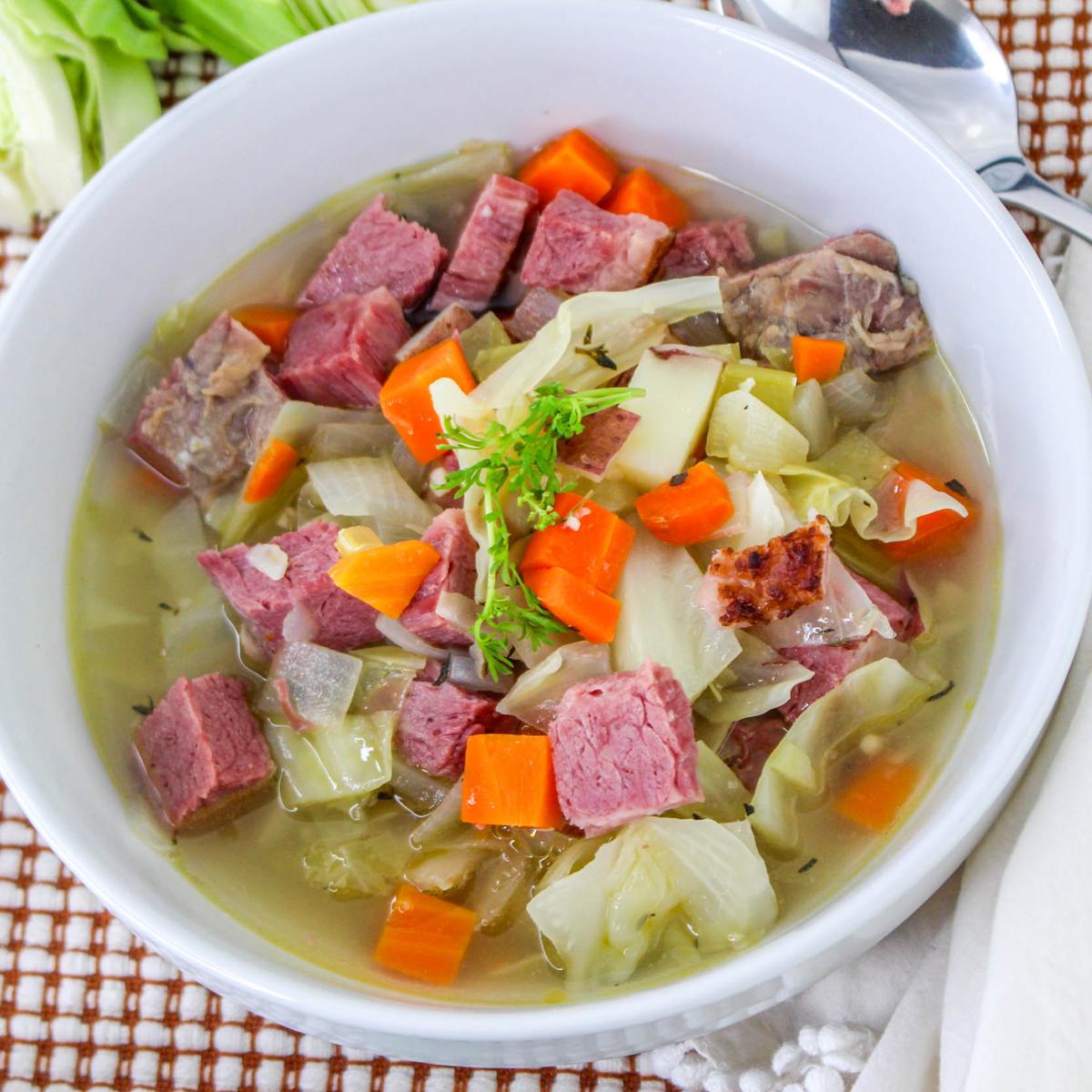 Leftover Corned Beef and Cabbage Soup