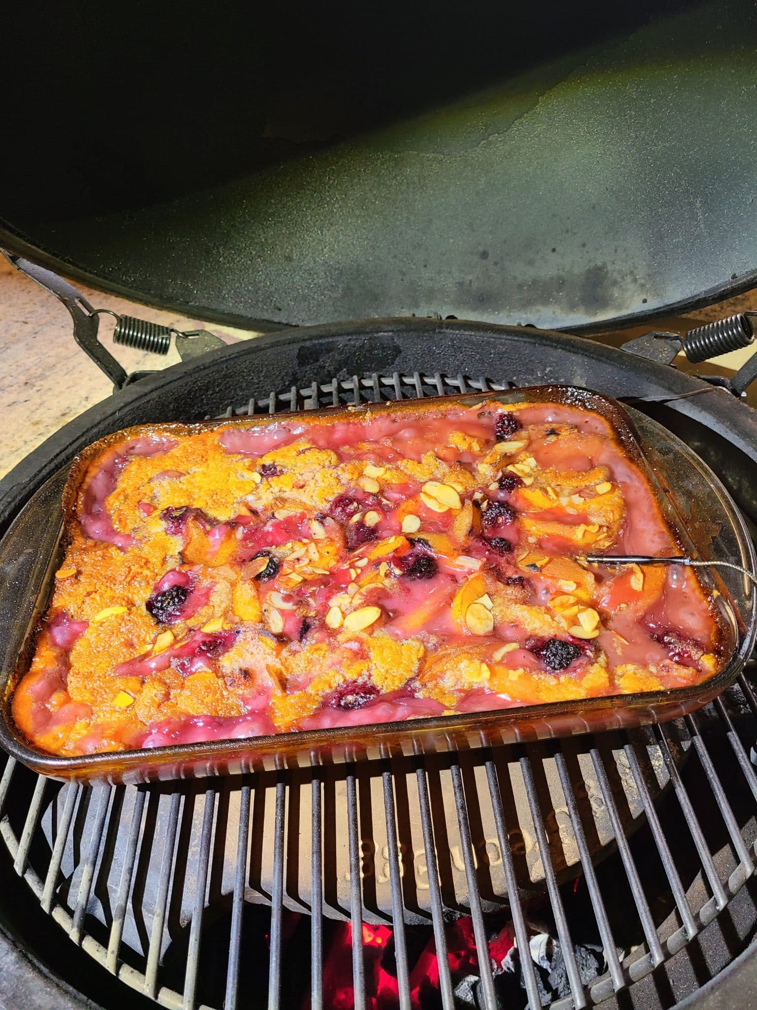 Grilla Thrilla (Smoked peach blackberry cobbler)