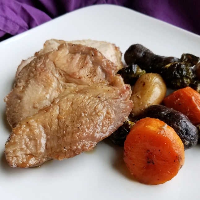 Brown Sugar Dijon Pork Roast and Vegetables Sheet Pan Supper