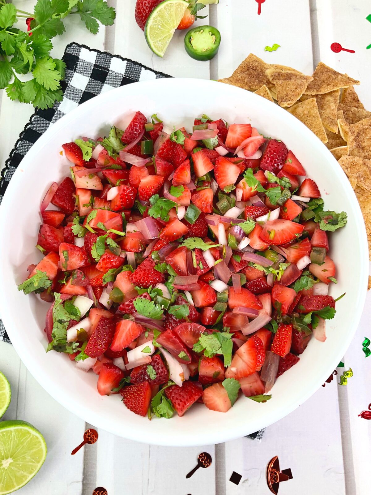 Strawberry Pico de Gallo mixes sweet strawberries with classic ingredients for a fresh, vibrant salsa. Perfect for summer snacks and parties!