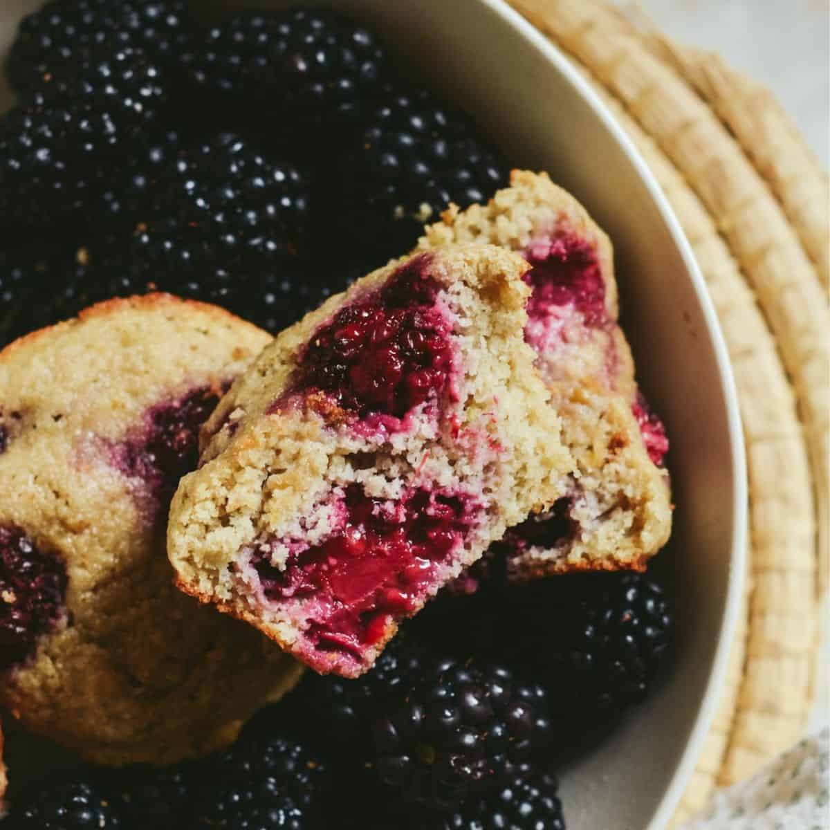 Healthy Blackberry Muffins (Using Oat flour, GF)