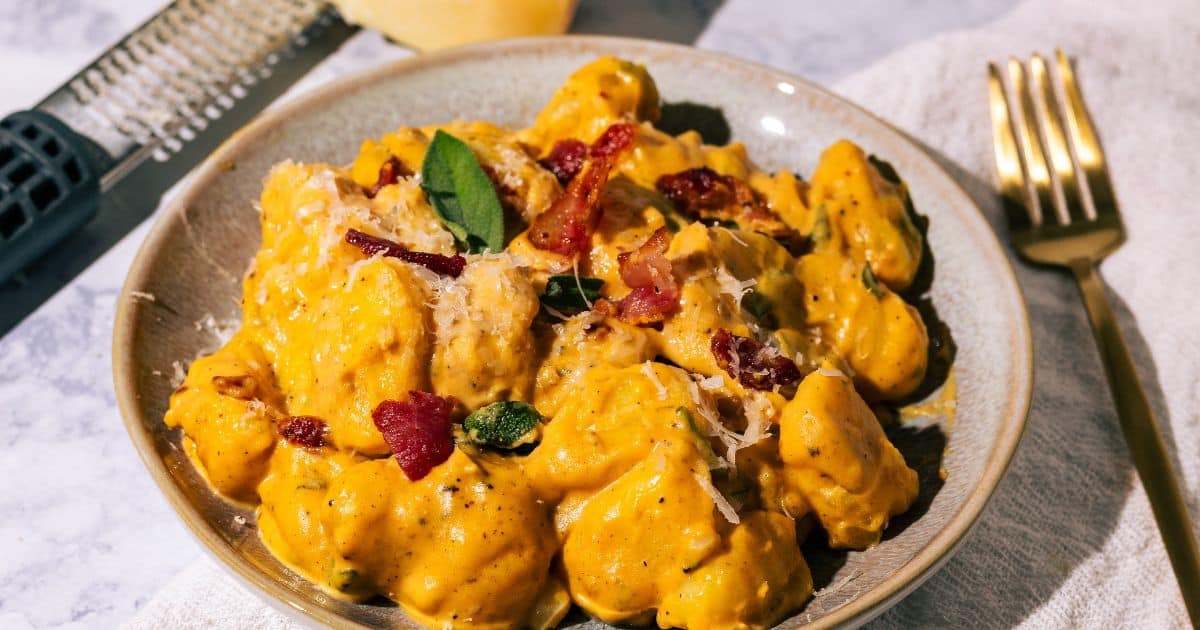 Creamy Gnocchi with Pumpkin Sauce and Bacon