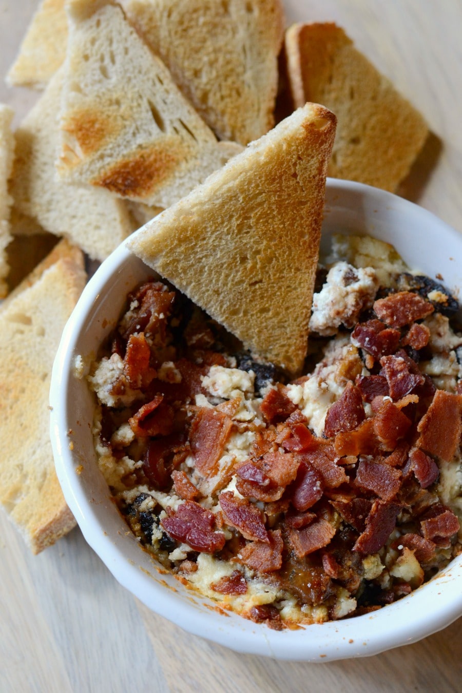 Baked Goat Cheese Dip with Bacon, Figs and Pecans