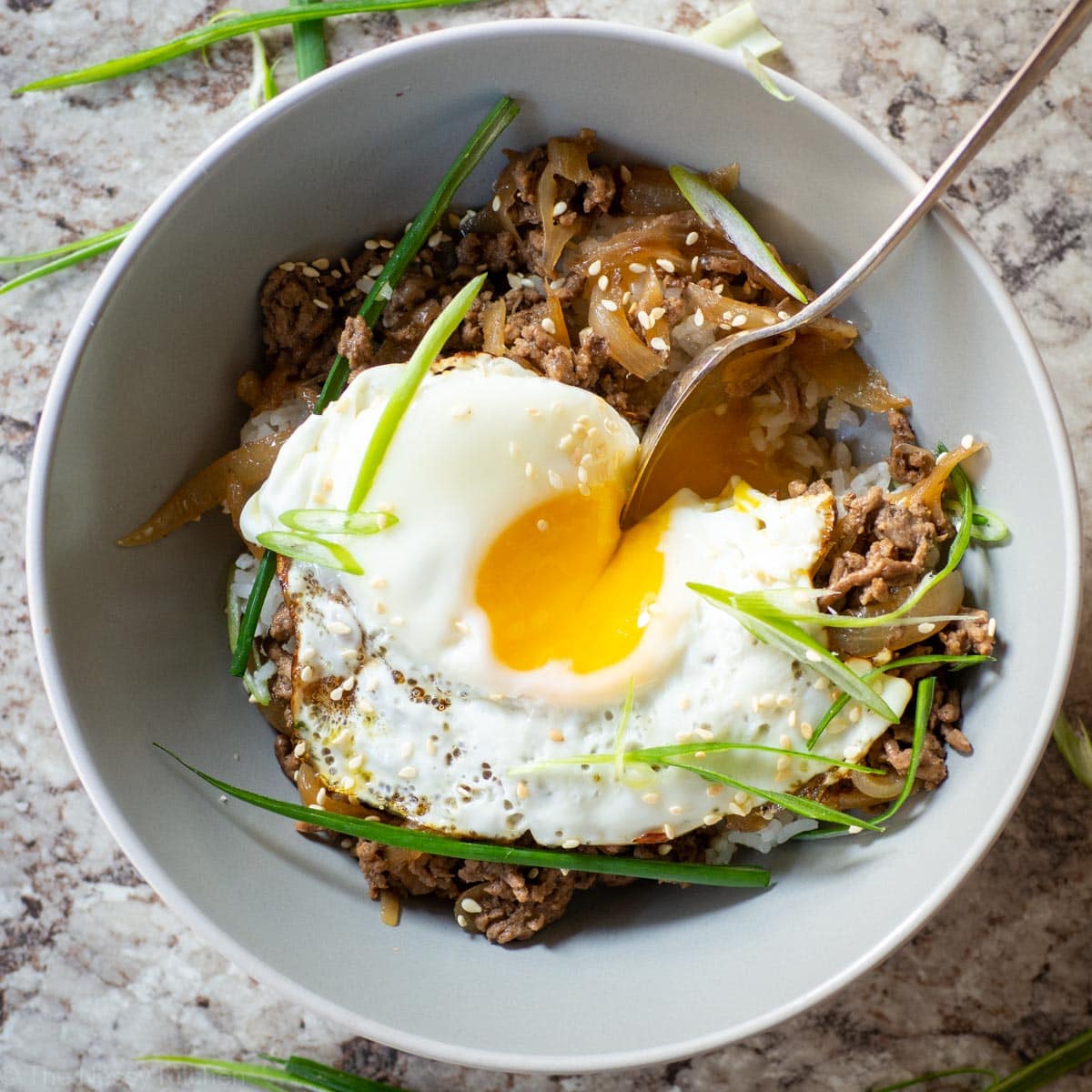 Gyudon-Inspired Ground Beef and Rice Bowls