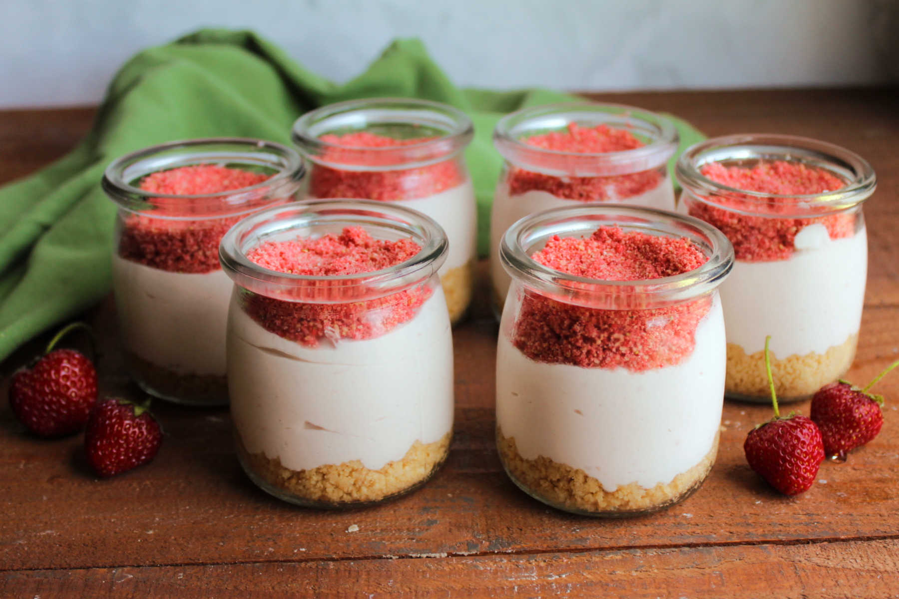 No Bake Strawberry Crunch Cheesecake Jars