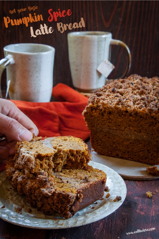 (Not So Basic) Pumpkin Spice Latte Bread with Coffee Cream Cheese Filling and Coffee Crumb Topping