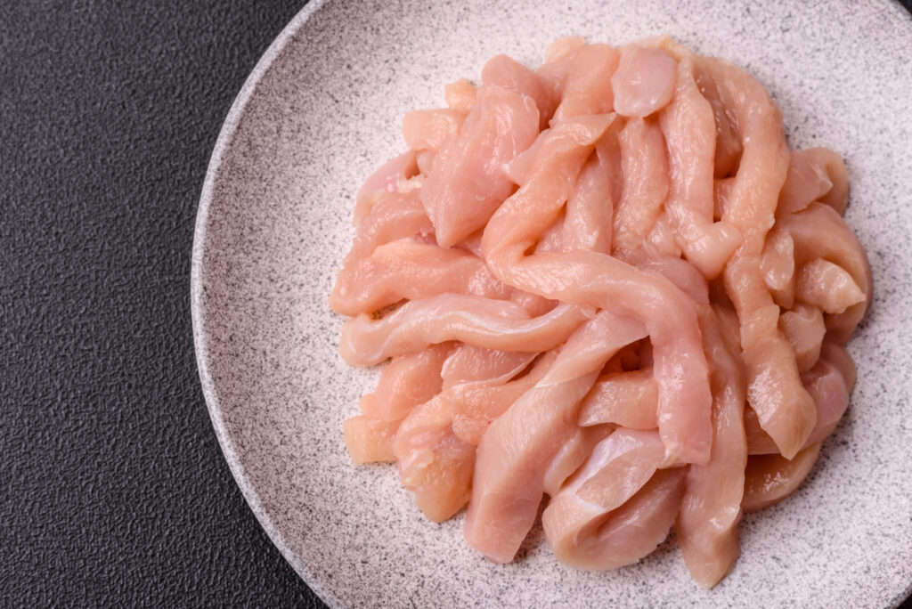 raw chicken breast strips