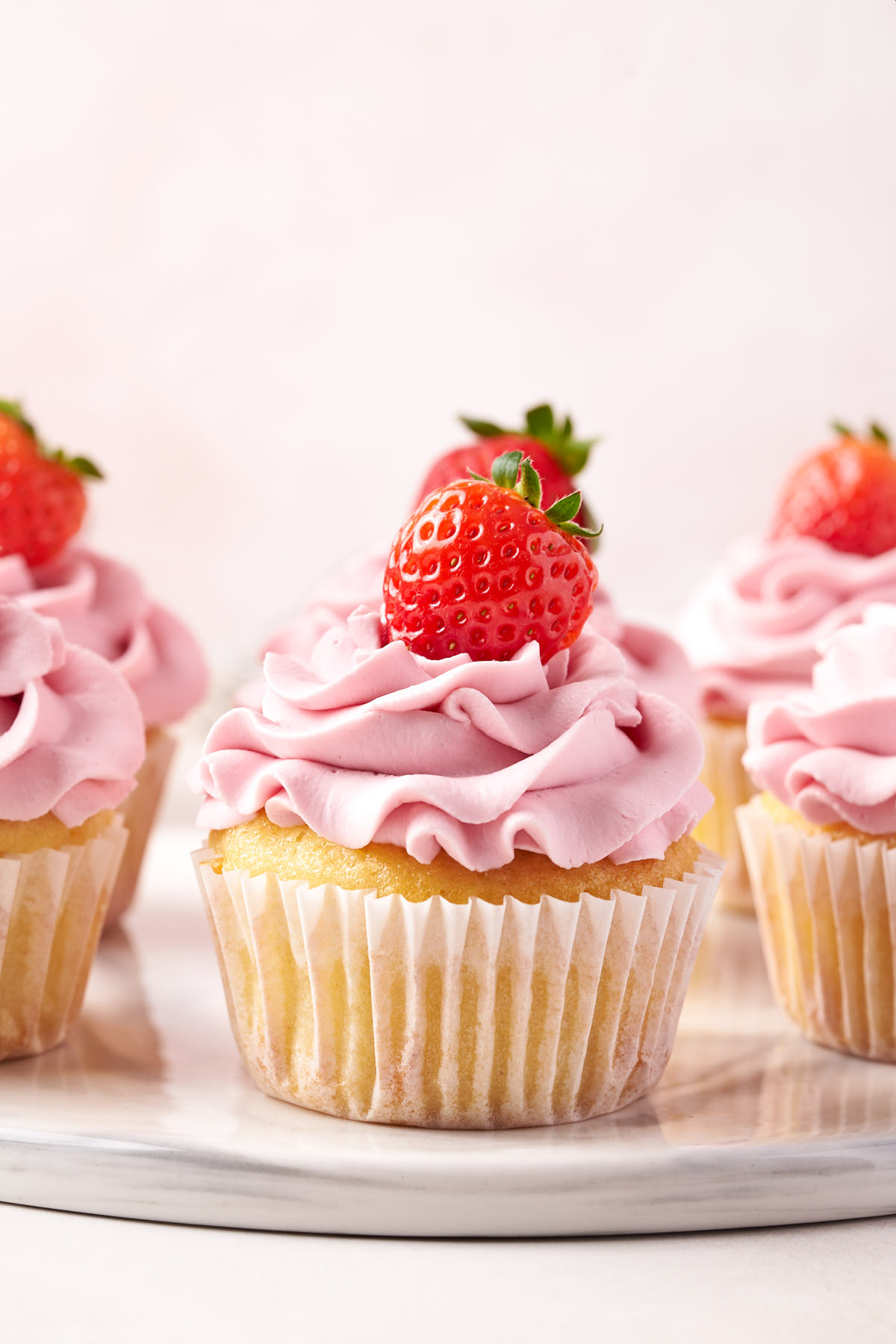 Strawberry Filled Cupcakes with Pink Frosting