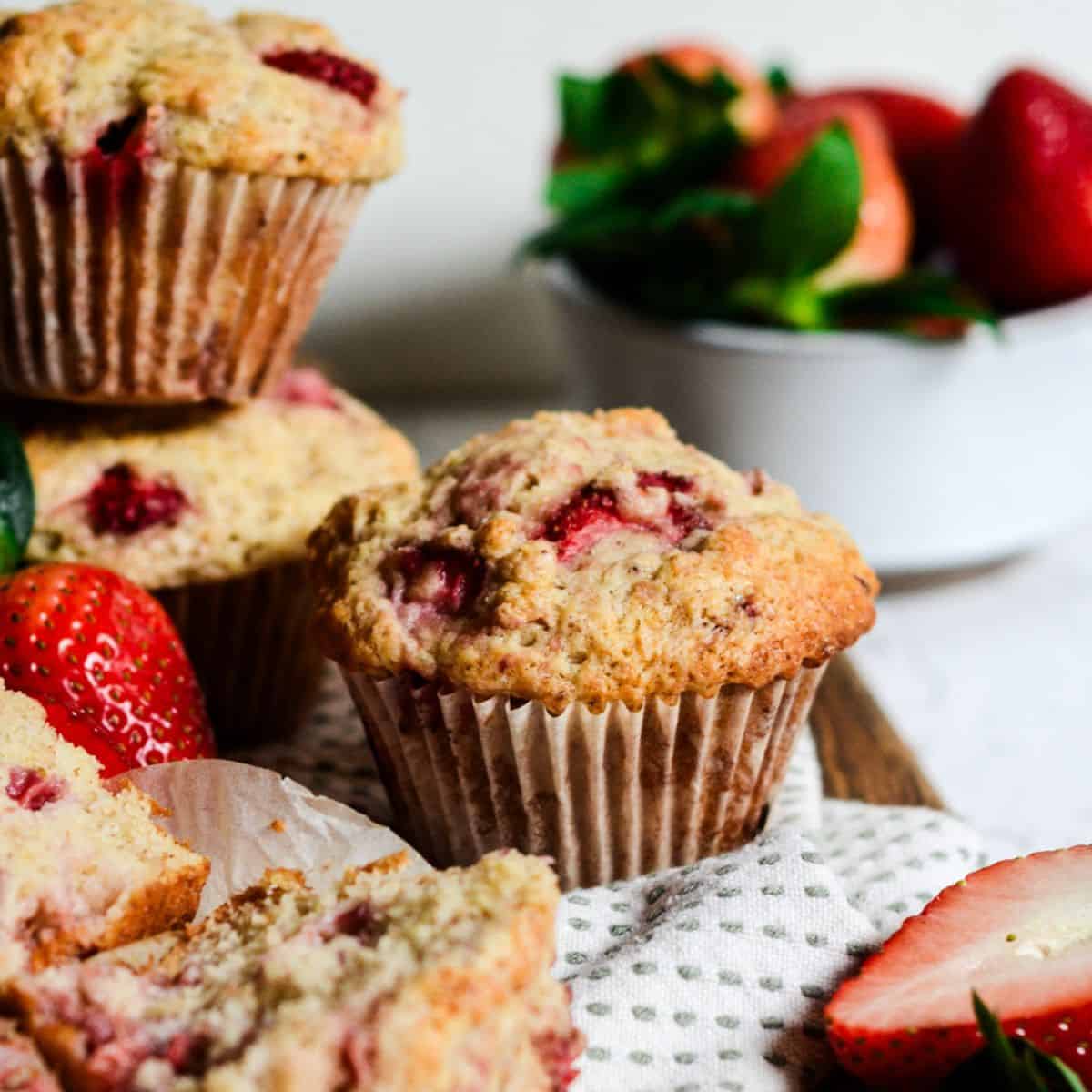 Strawberry Muffins with Frozen Strawberries