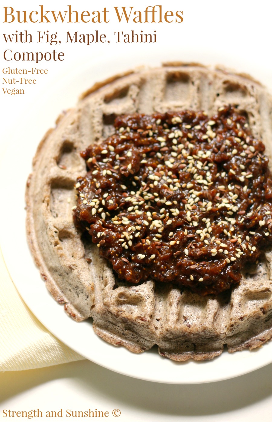 Buckwheat Waffles with Fig, Maple, Tahini Compote