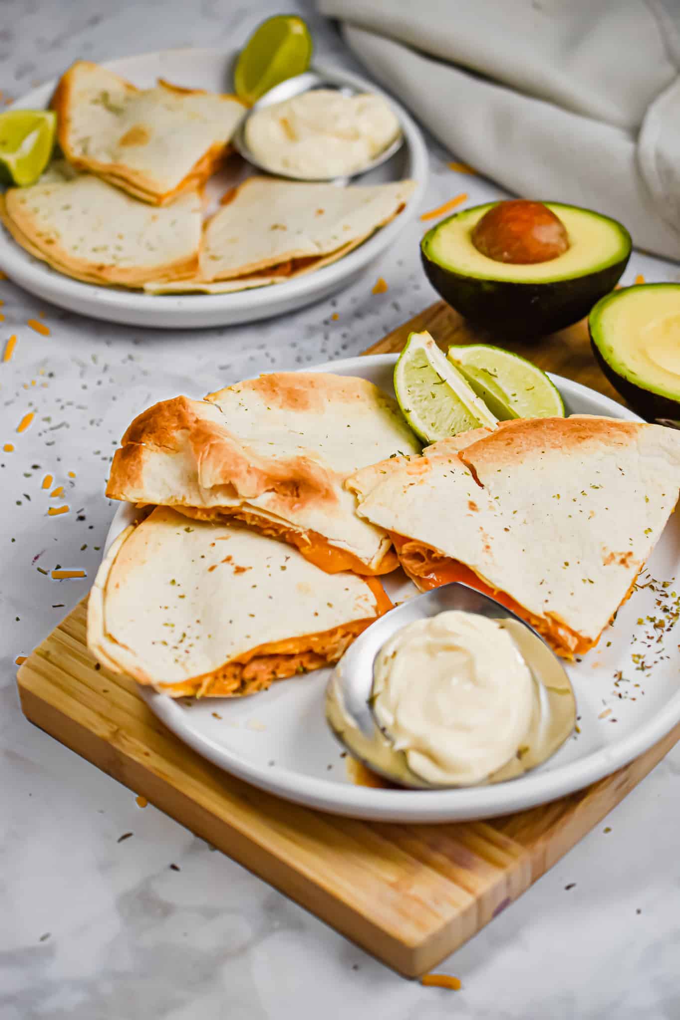 Sheet Pan Buffalo Chicken Quesadillas