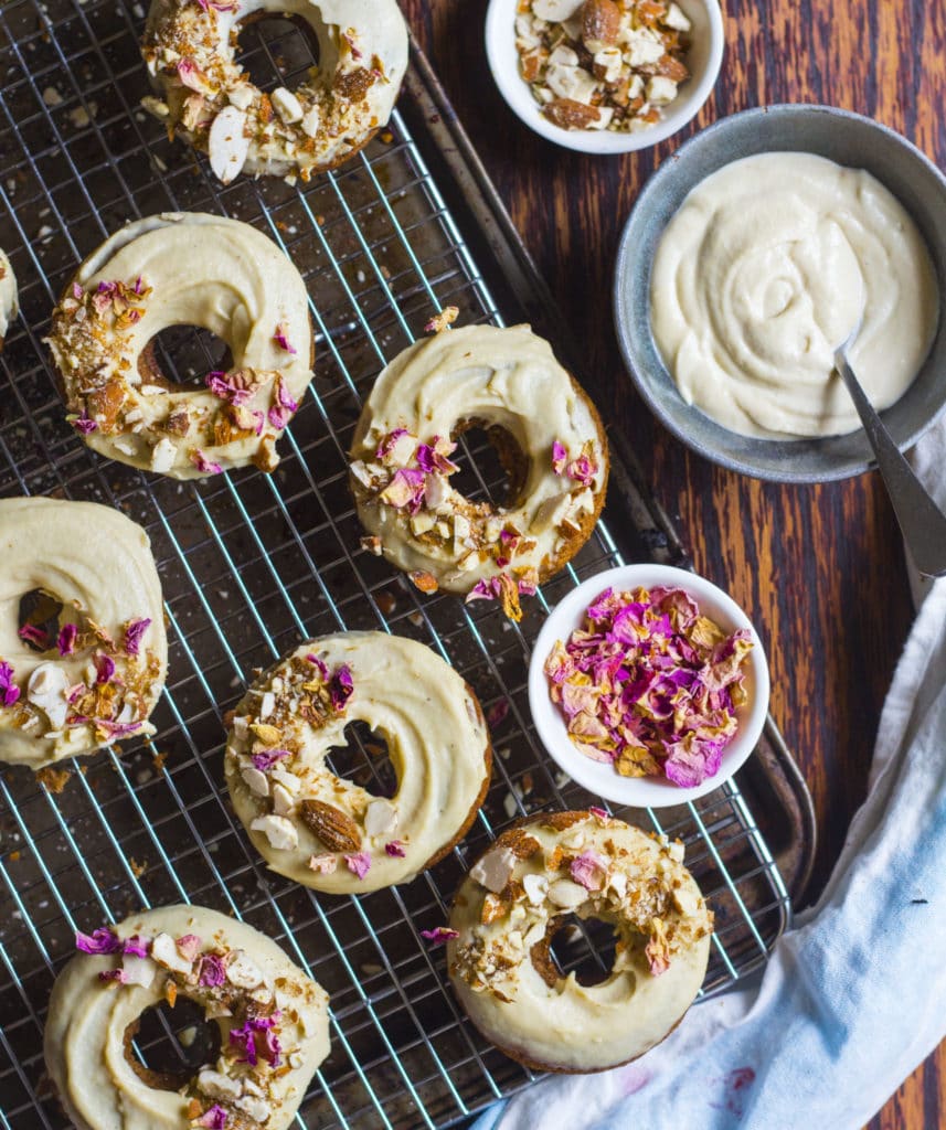 Baked banana bread almond donuts