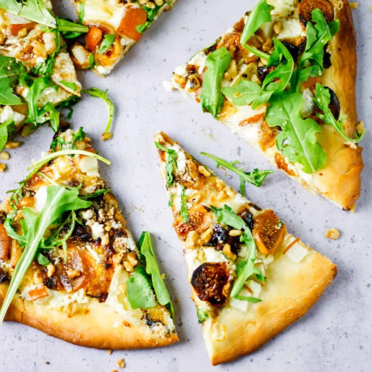 Fig, Pear, Walnut, Brie, Honey and Goat Cheese Pizza