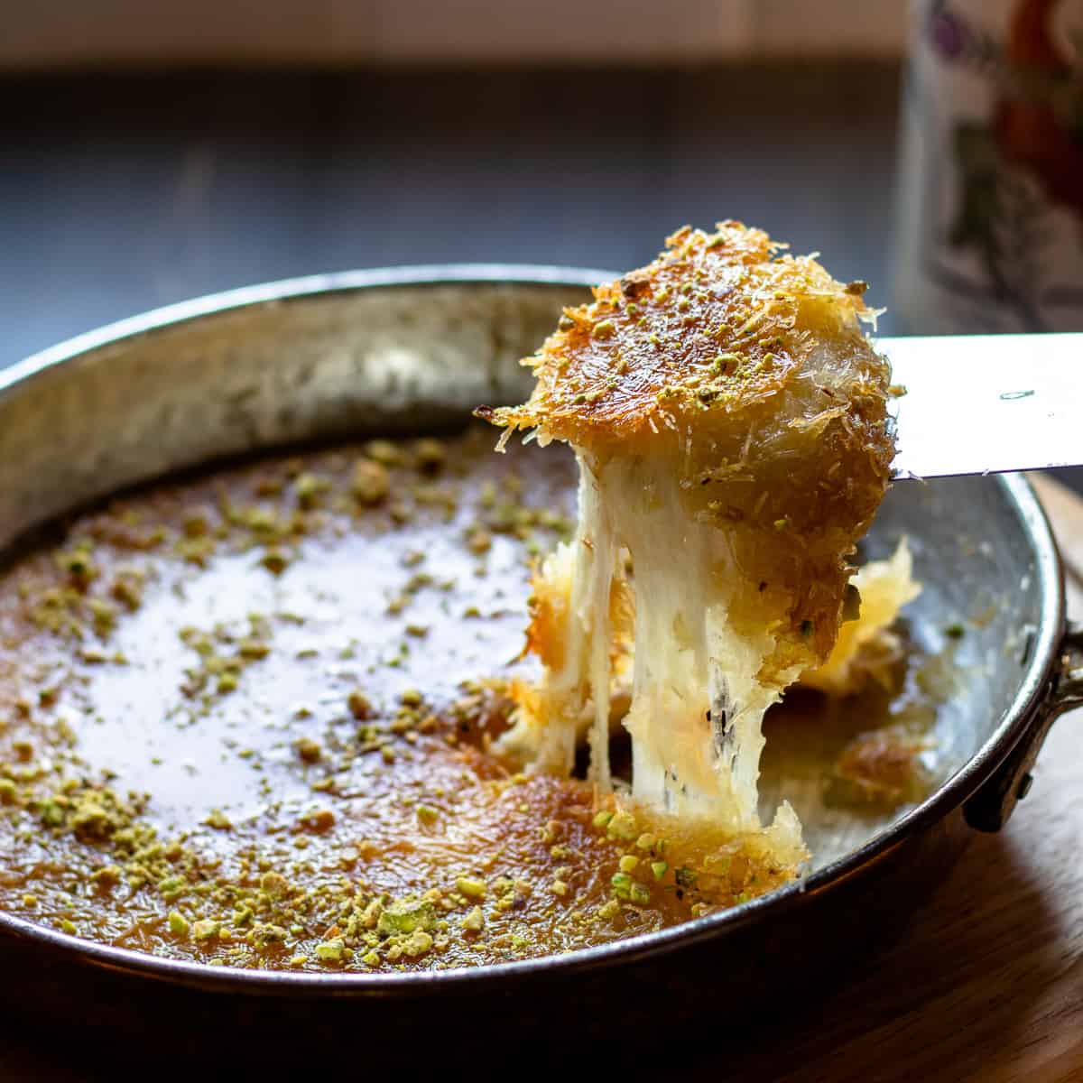 Kunefe (Kunafa) - Turkish Cheese Dessert